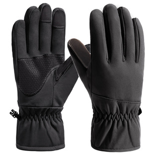 Cross-Border Ski Gloves for Men and Women, Windproof and Waterproof, Outdoor Riding Motorcycles, Winter Velvet Thickened Warm Finger Gloves