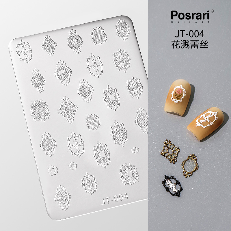 Posrari Internet celebridad uñas 3D alivio uñas molde cristal epoxi DIY tallado alto molde de silicona transparente