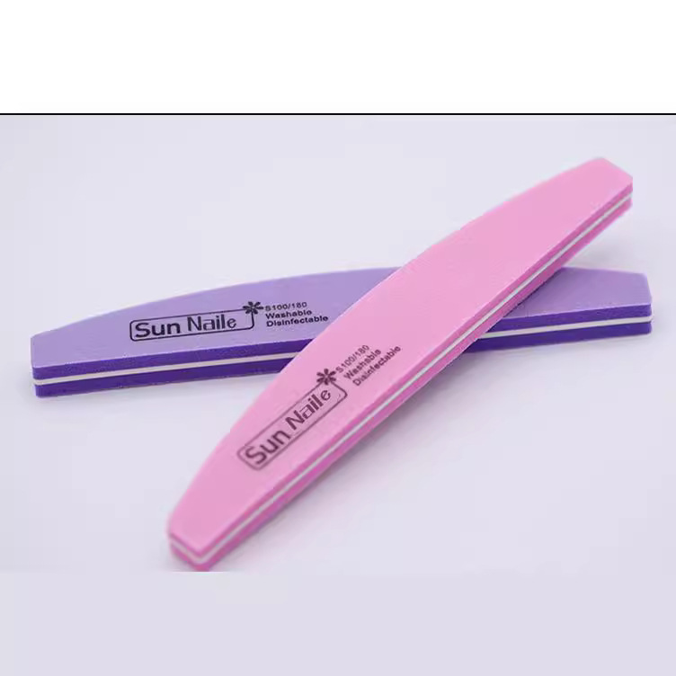 Esponja de uñas frotar tira de doble cara manicura molienda tira media luna en forma de arena lavado tira EVA alta elástica algodón esponja archivo