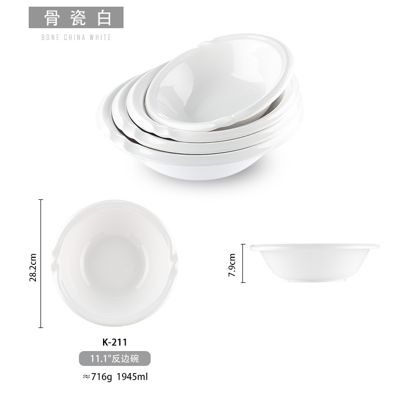 Tazón de melamina blanca comercial pescado en escabeche tazón grande imitación porcelana tazón de sopa chino tazón de plástico tazón de fideos tazón de sopa grande tazón de arroz