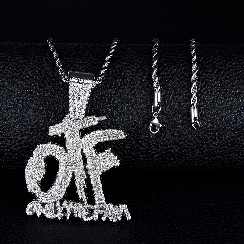 Hip-hop Letter Alloy Rhinestone Plating Men's Pendant Necklace 1 Piece display picture 3