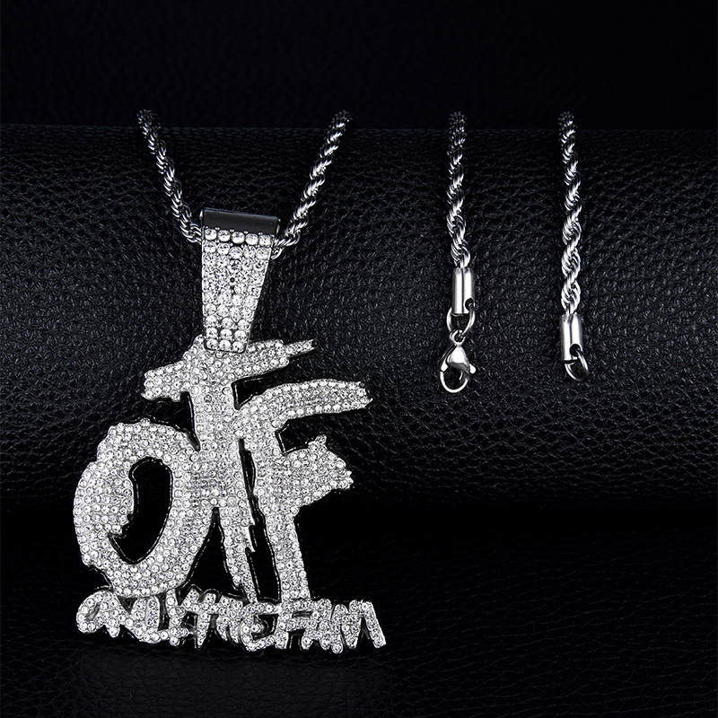 Hip-Hop Letter Alloy Rhinestone Plating Menu0027S Pendant Necklace 1 Piece
