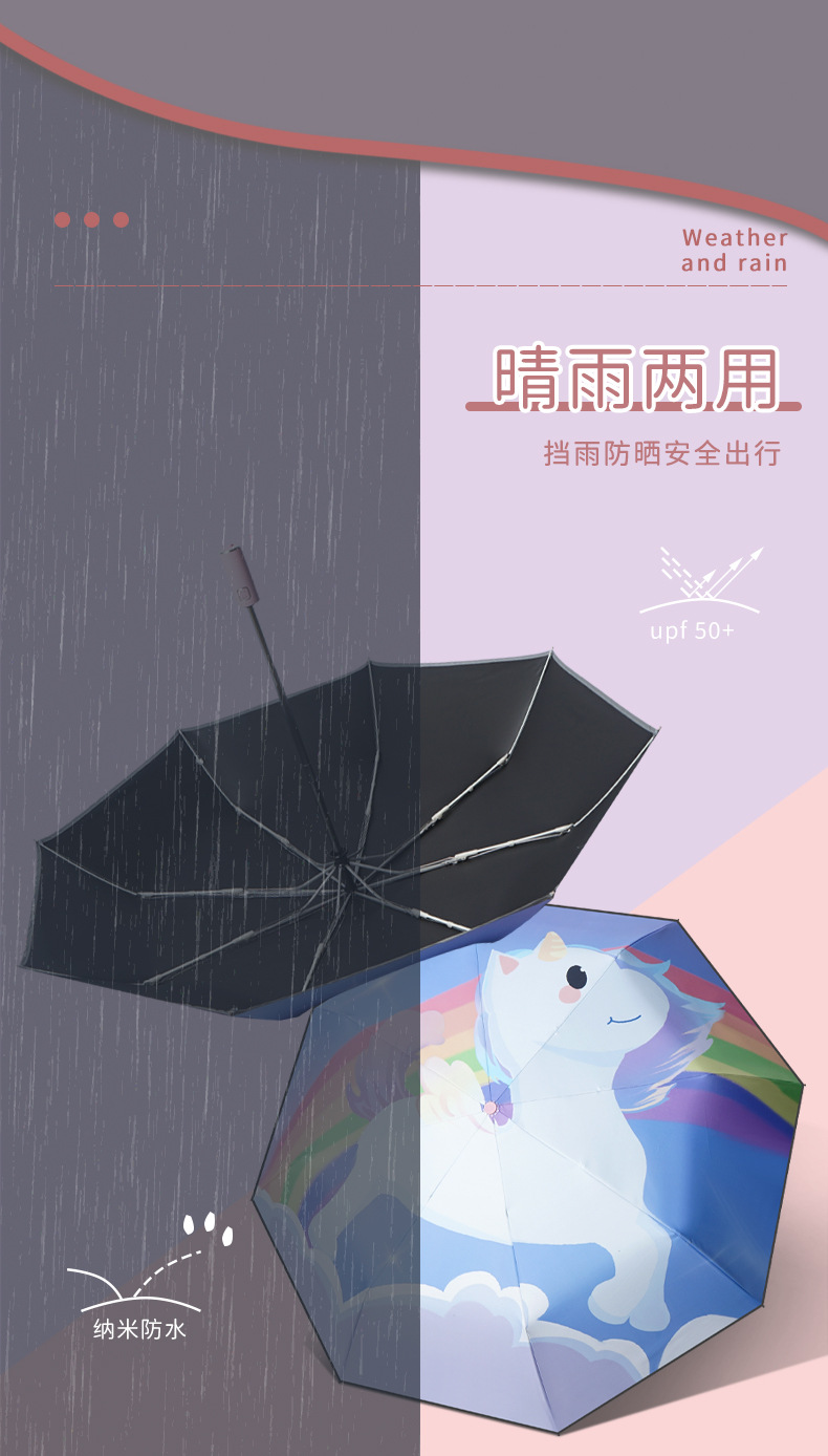 安全防回弹节节收儿童雨伞男孩女孩小学生上学专用晴雨两用自动伞详情6