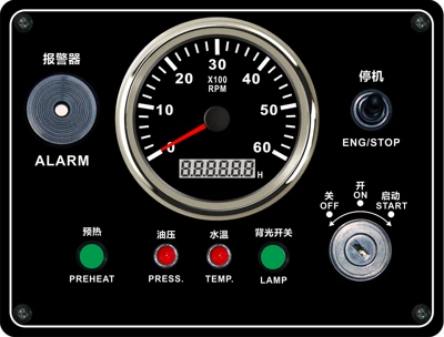 oil pressure water temperature — automobile instrument - 12v0-6000rpm-silver-edge-black-background