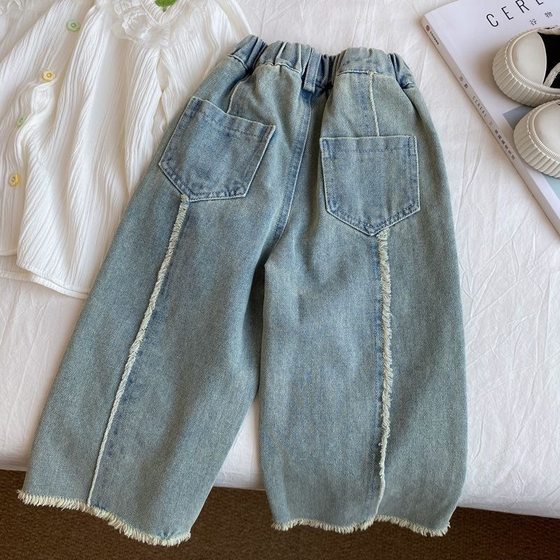 Girls' Pants Spring 2025 New Fashion Straight Leg Jeans Women's Baoyang Style Wide Leg Pants Spring and Autumn Children's Trousers