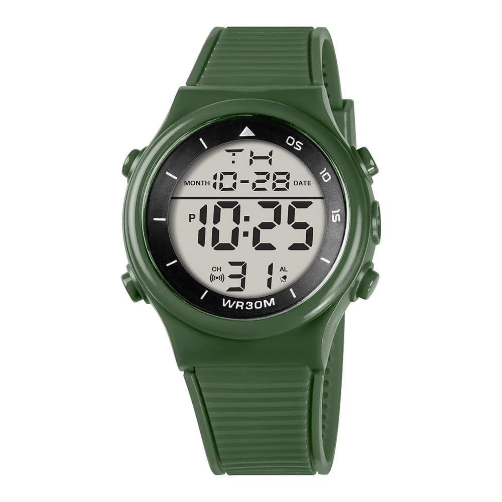 Trendy Junior High School Reloj electrónico de alarma luminoso multifuncional Reloj electrónico de cronógrafo LED de deportes para estudiantes simples