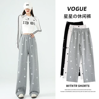 2026秋季新款美式星星印花卫裤女设计感小众直筒裤子显瘦百搭长裤