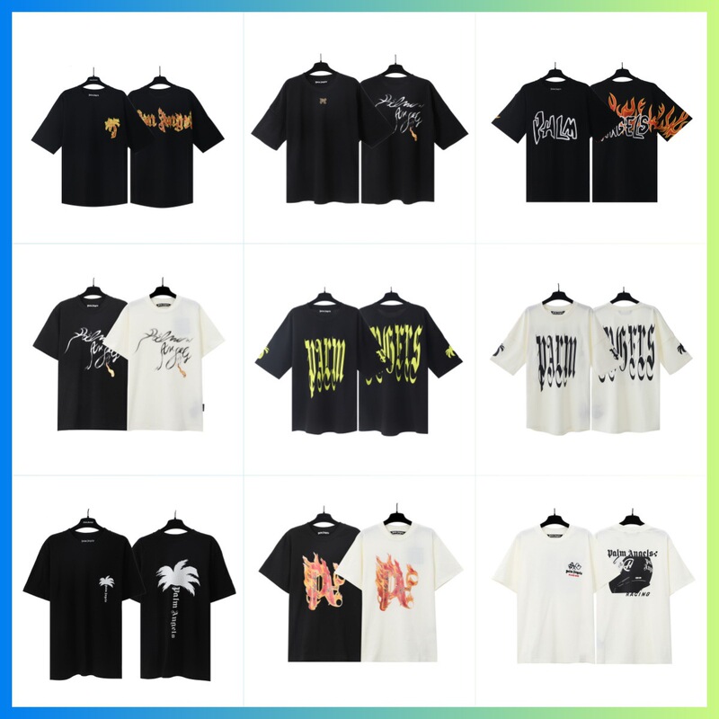 Palm Palm Angel Angels New Letter Logo Print High Street Men's and Women's Loose Casual Short-sleeved T-shirt Change