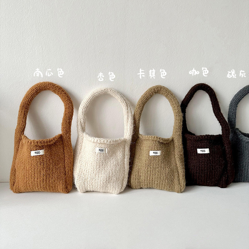 Nuevo huevo de punto de lana bolso para las mujeres Otoño e Invierno estilo coreano simple todo-partido pequeño bolso portátil pequeño bolso cuadrado