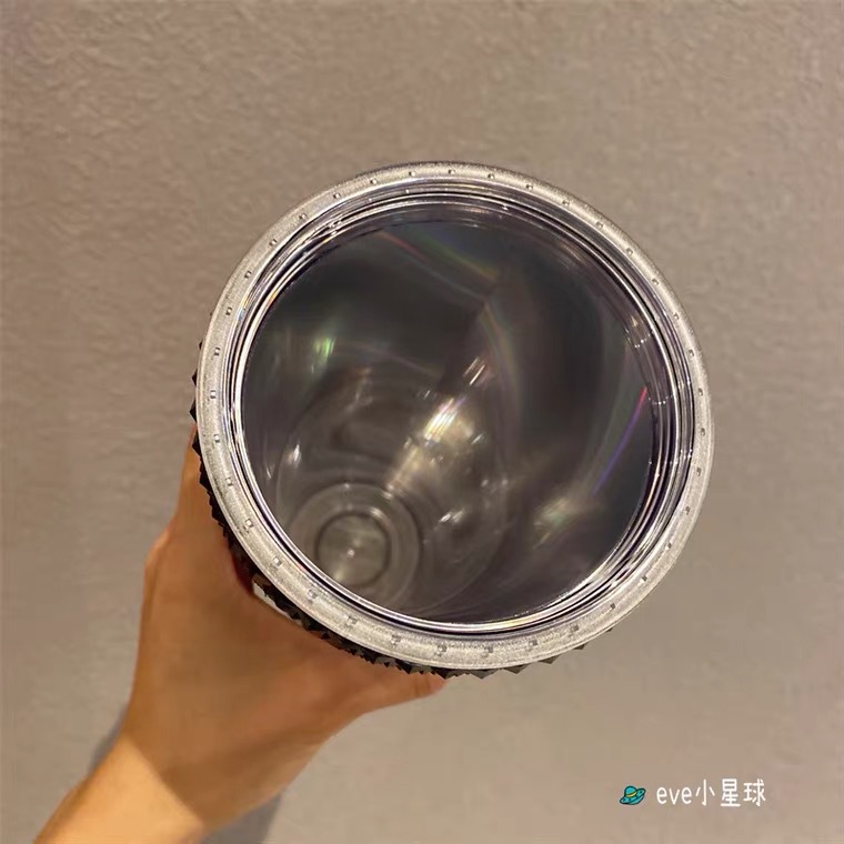 2023万圣节五彩斑斓酷黑双层榴莲杯大容量塑料吸管杯