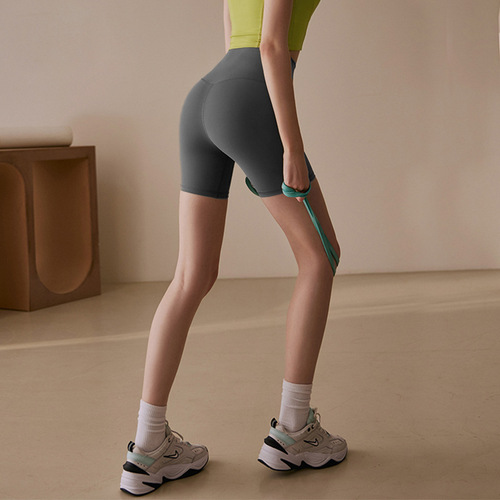 Nude Feeling Yoga Pants for Women, Summer Thin Model Abdominal Toning Hip Lifting Three-Quarter Sports Shorts for Cycling Running Fitness