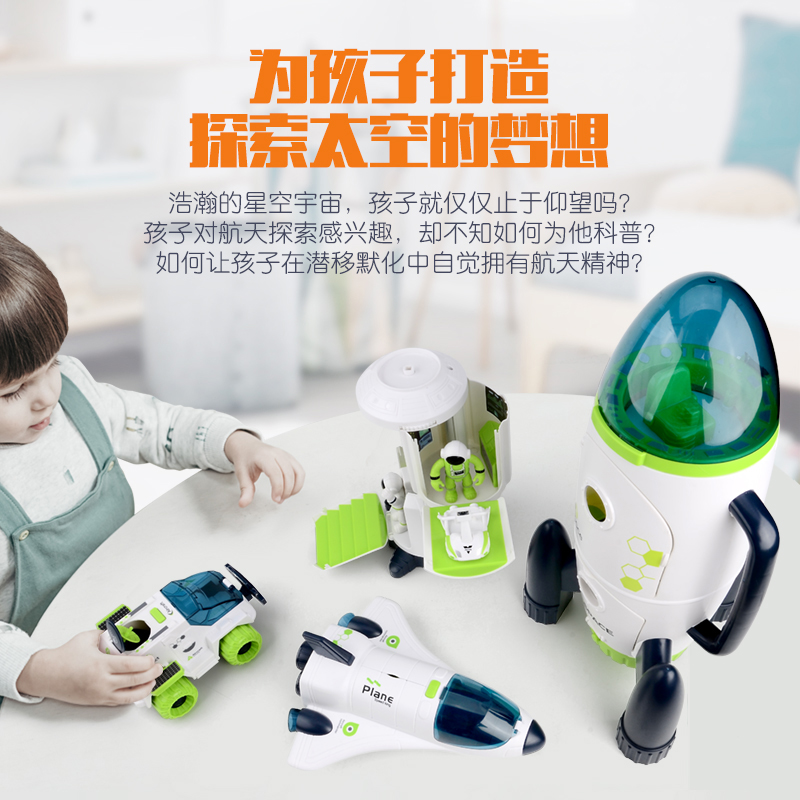 Espacio caliente transfronterizo cohete espacial nave espacial para niños estación espacial modelo de avión niños y niñas juguetes al por mayor