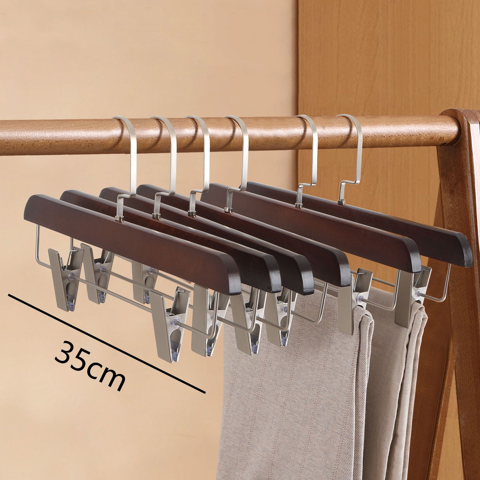 Perchas de madera negra de madera maciza, ropa de madera, tiendas de ropa de hotel, ropa de adultos colgando, ropa de soporte al por mayor