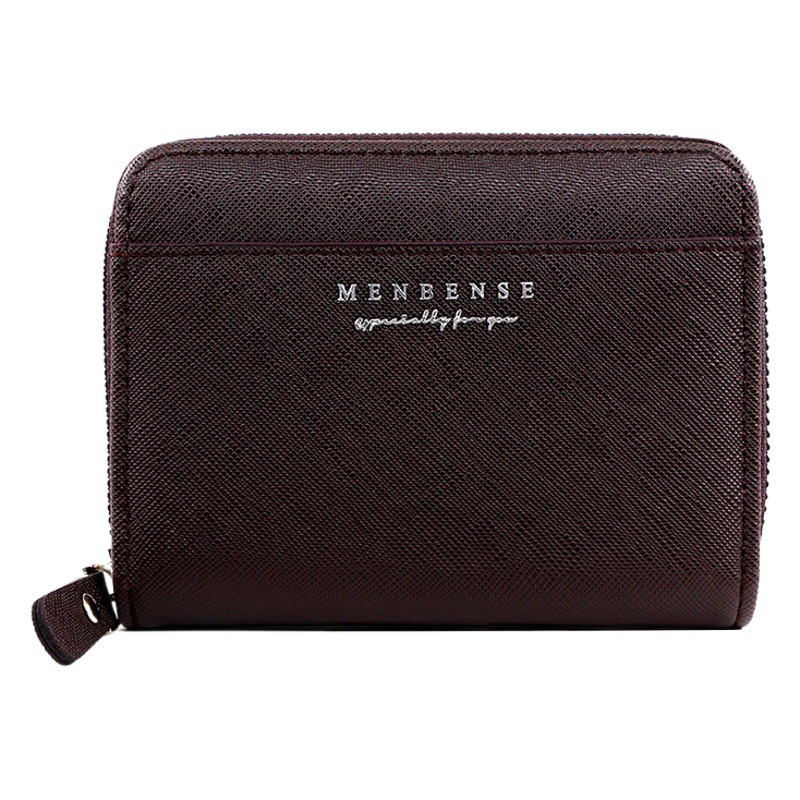 Hombres de la moda de cremallera corta cartera de embrague de negocios de la vendimia monedero bolsa de identificación de color sólido carta cartera
