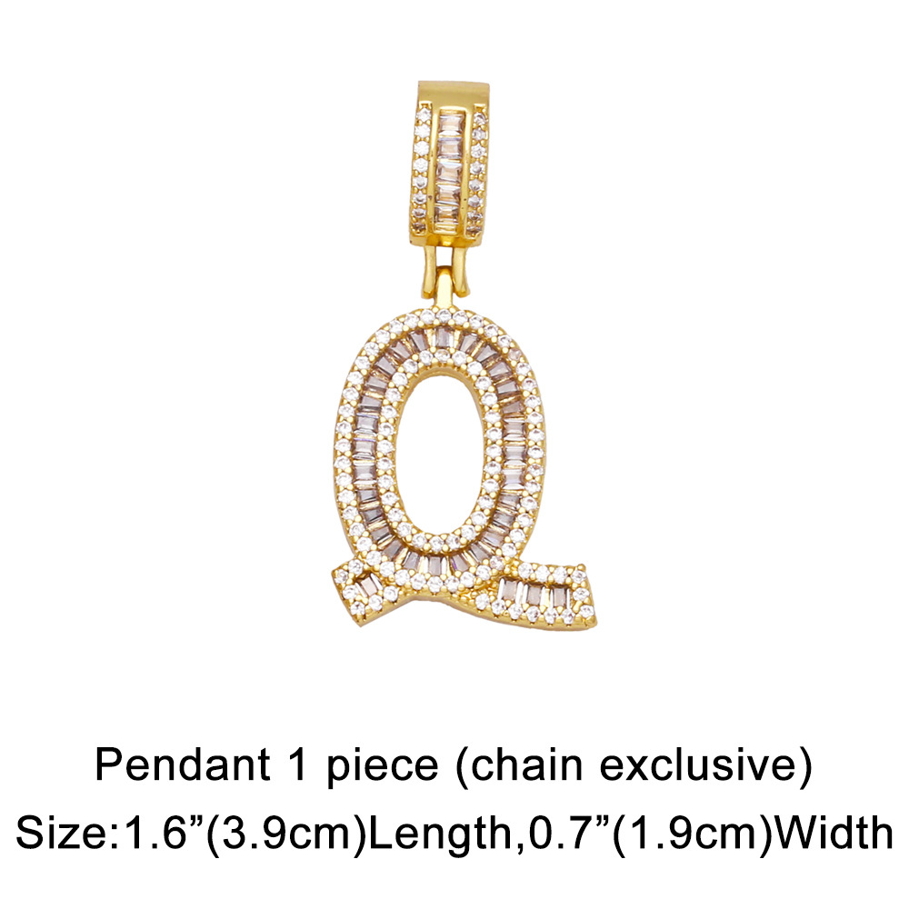 15g Weight 18K Gold Plated Plating Material Necklace Classification Wedding Occasion Copper Material Geometric, Letter Pattern Unisex Gender Fashion Style Fashion Zircon Letter Hip Hop Men's And Women's Copper Necklace 15