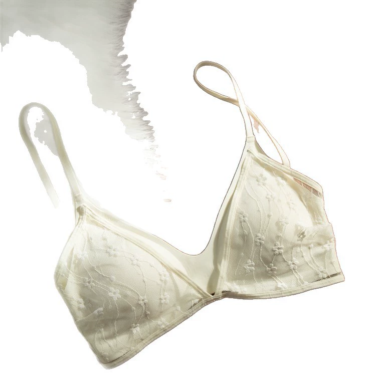 Lace Wireless Bra Women, Thin Lightweight, Light Push-Up Support, Beautiful Back Design