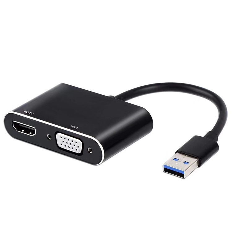 Drive-free usb3.0 to hdmi vga 2-in -1 HD converter supports copy expansion mode 1080p
