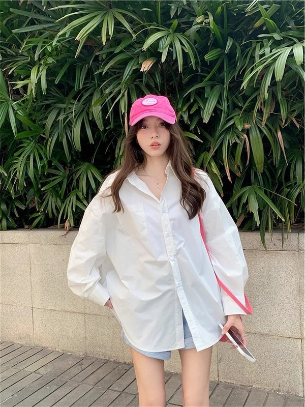 早春宽松白色衬衫薄款外套女夏季2025新款设计感小众防晒衬衣上衣|undefined