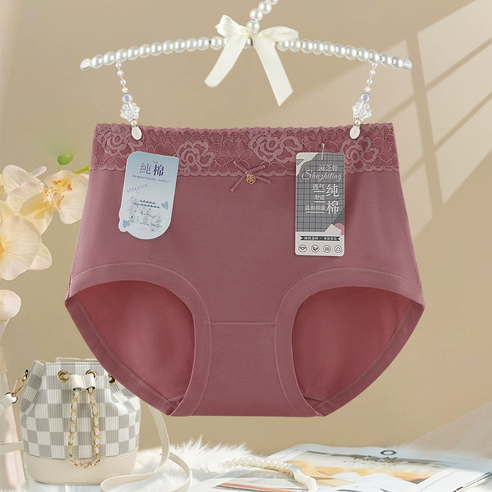 Breathable lace pants with bow, plus size, mid rise