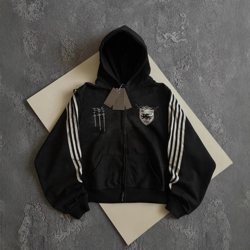 2026 Cross-Border Hot-Selling Punk Hooded Cardigan Casual Sweatshirt Unisex Fashionable Sports Top Loose Fit