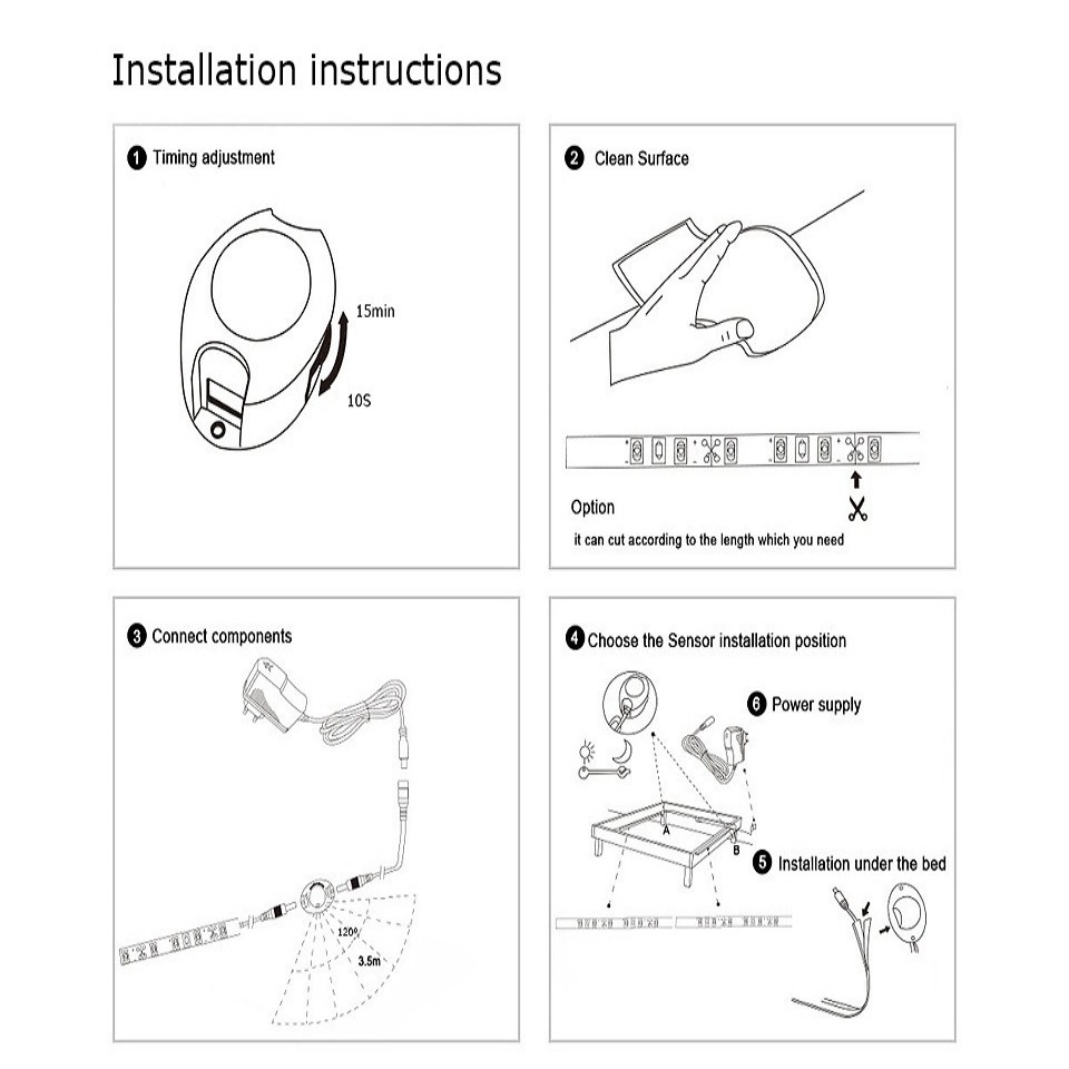 Lámpara de inducción junto a la cama con tira de luz de armario inferior a prueba de agua led, luz de control de luz inteligente del cuerpo humano, tira de luz infrarroja del cuerpo humano