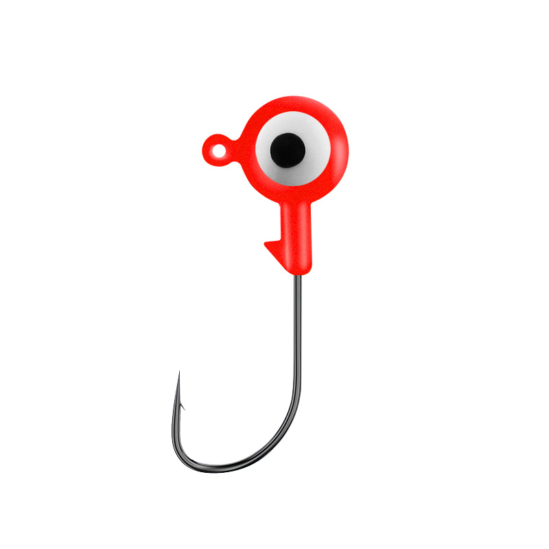 Anzuelo de pesca con cabeza de plomo para señuelos, al por mayor del fabricante, 4X reforzado, colorido, de doble ojo, antienredos, de acero al carbono