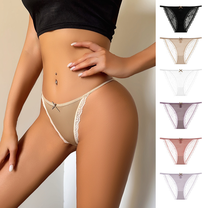 Cross-Border Foreign Trade Plus-Size Amazon Women's Underwear Satin Lace Thin Straps Silky Quick-Dry Briefs European and American Sizes Cross-Border Foreign Trade Plus-Size Amazon Women's Underwear Satin Lace Thin Straps Silky Quick-Dry Briefs European and American Sizes