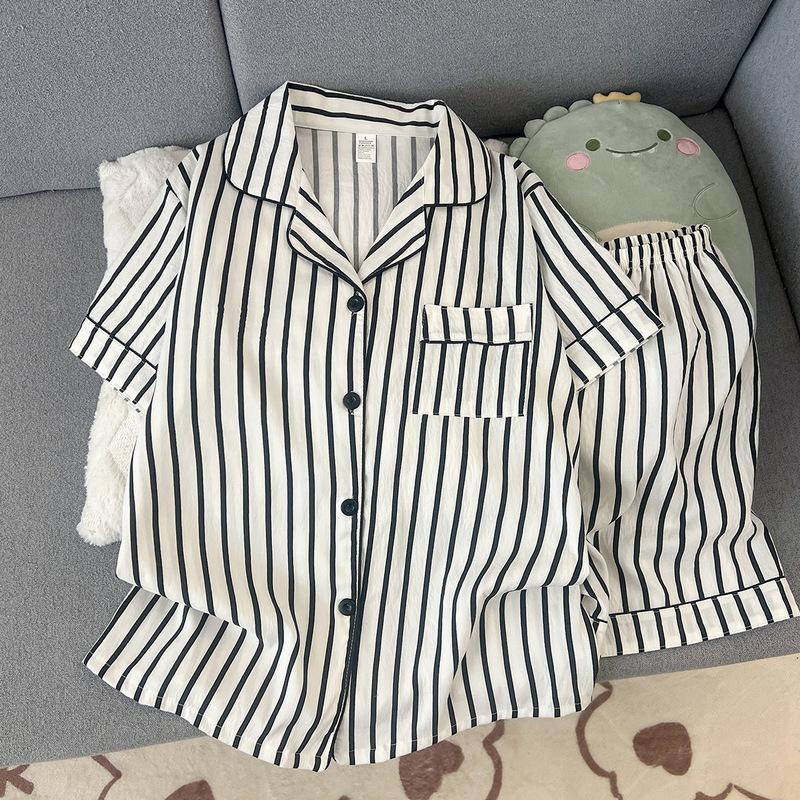 Wholesale Factory Summer Short-Sleeve Cloud Cotton Pajamas for Women, Comfortable Internet Celebrity Hot-Selling Shorts, Can Be Worn Outside, Home Wear Set