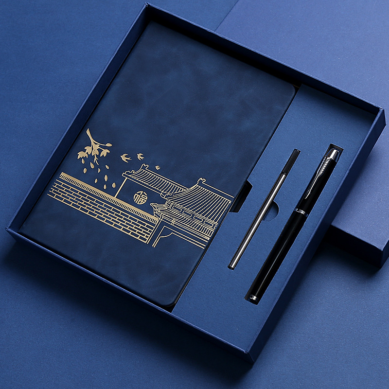 En stock moda nacional Notebook caja de regalo traje engrosada estilo chino retro libreta A5 logotipo personalizado