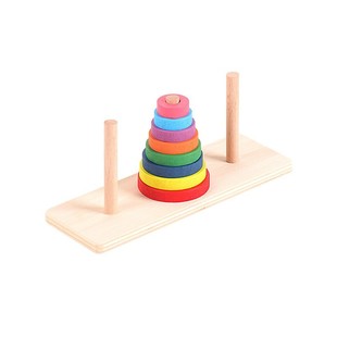 Adult Classical Intelligence Toy Wooden Toy Tahe Tower Color Yugong Yishan Color small size Ten-story Hanoi Tower