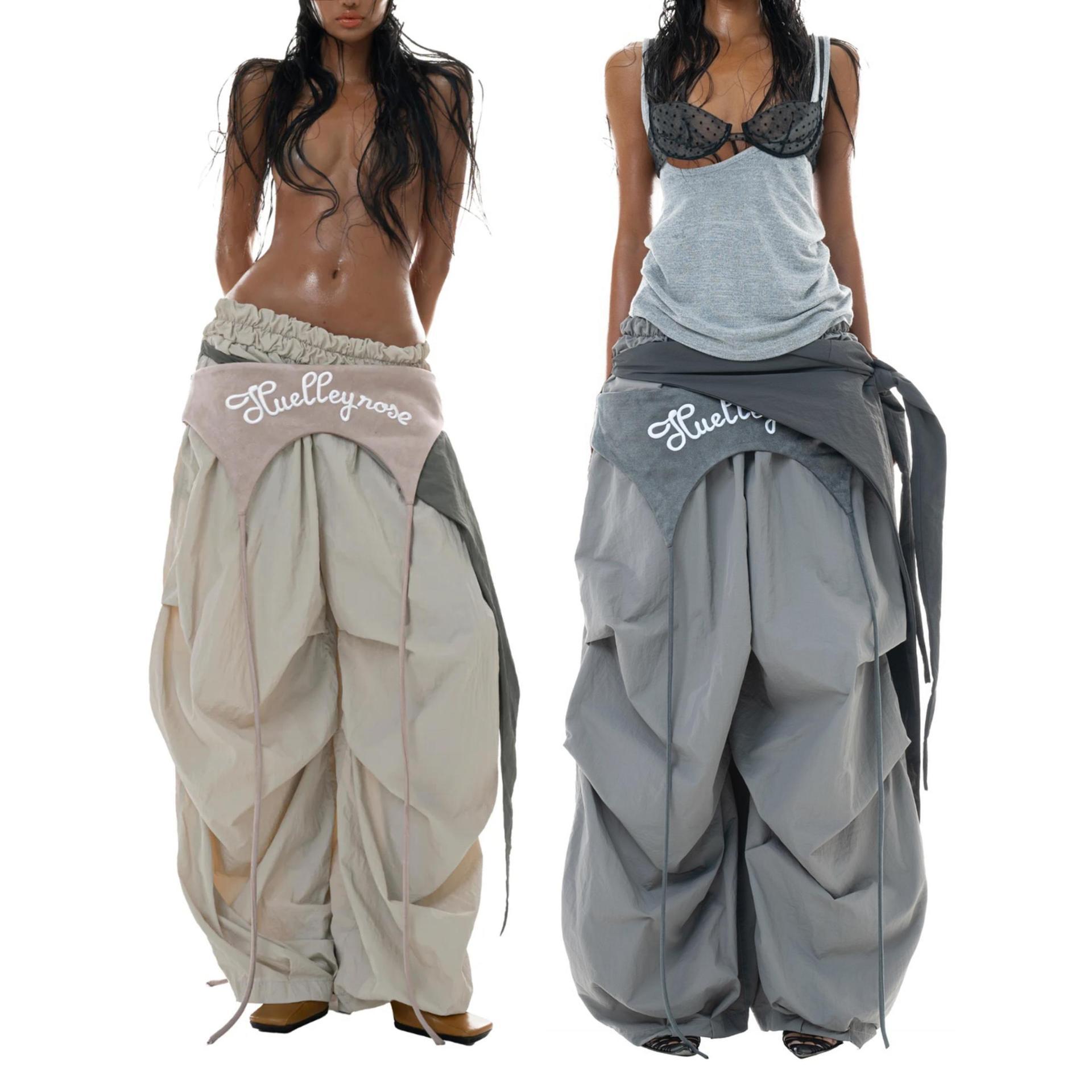 American Street Style Waist-Cinching Wide-Leg Scimitar Pants for Women 2025 Summer Design Hip-Hop Sports Casual Slimming Trendy Pants