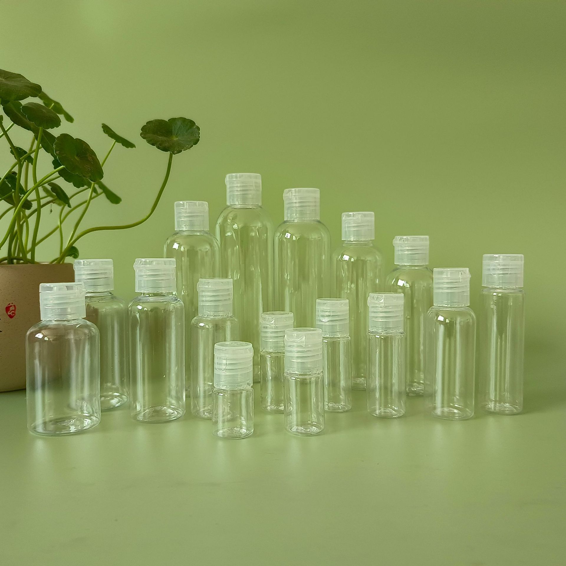 20 30  50 60  80  100毫升PET透明塑料翻盖瓶  水乳液啫喱分装瓶