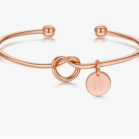 2024 European and American Cross-Border Export New Simple Wedding Knot with 26 Letter Bracelet Versatile Design Women's Gift