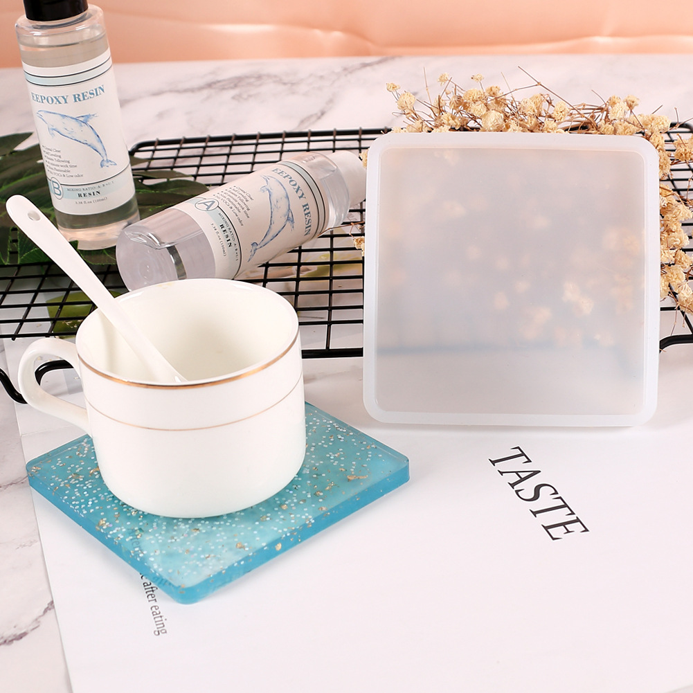 DIY cristal epoxi molde de pastel de silicona amor redondo cuadrado rectangular Mesa posavasos Decoración