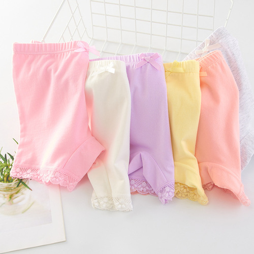 Wholesale summer girls anti-exposure safety pants Class A double layer pure cotton thin section girls insurance bottoming dance pants