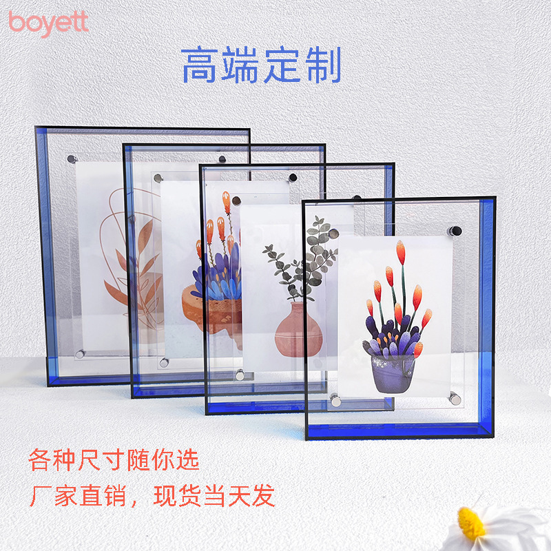 Acrylic photo frame hanging wall photo six six seven seven eight eight inch display frame feeling double-sided transparent photo wall