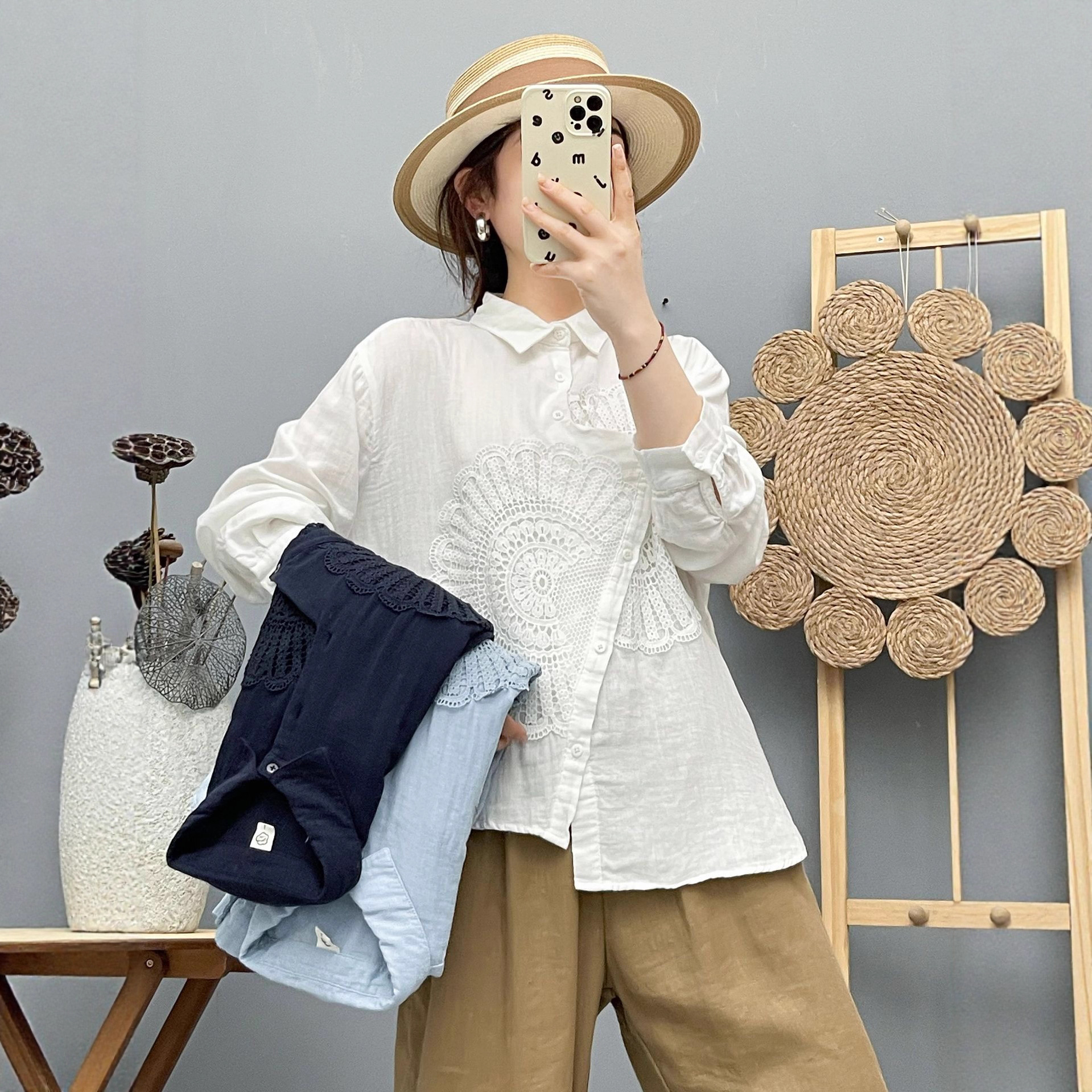 53111不规则洋气重工设计衬衫 女2025春秋季新款气质减龄百搭衬衣