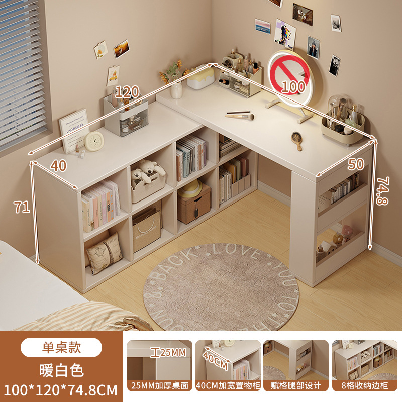 Escritorio de computadora esquina estantería para el hogar escritorio integrado dormitorio de niñas escritorio de aprendizaje en forma de L mesa de cola retráctil