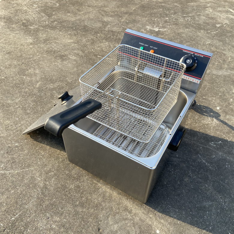 Freidora eléctrica de 11 litros de un solo cilindro comercial de doble cilindro con control automático de temperatura freidora de gran capacidad freidora de pollo y papas fritas