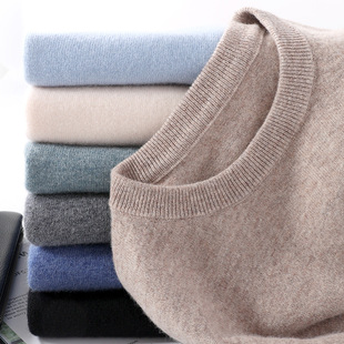 Cross-border cashmere sweater men's 100 pure wool sweater round neck autumn and winter cashmere sweater seamless bottoming shirt