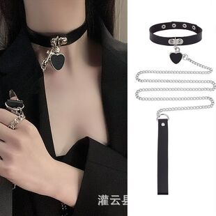 Sexy sm love collar female necklace maid traction rope neck control neck strap people wear clavicle chain iron chain generation hair