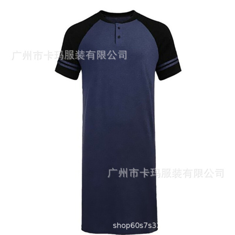 2024 Aliexpress Amazon Men's Loose Fit Plus Size Short Sleeve Color Block Loungewear Multi-Size Simple Natural Style Thin Style