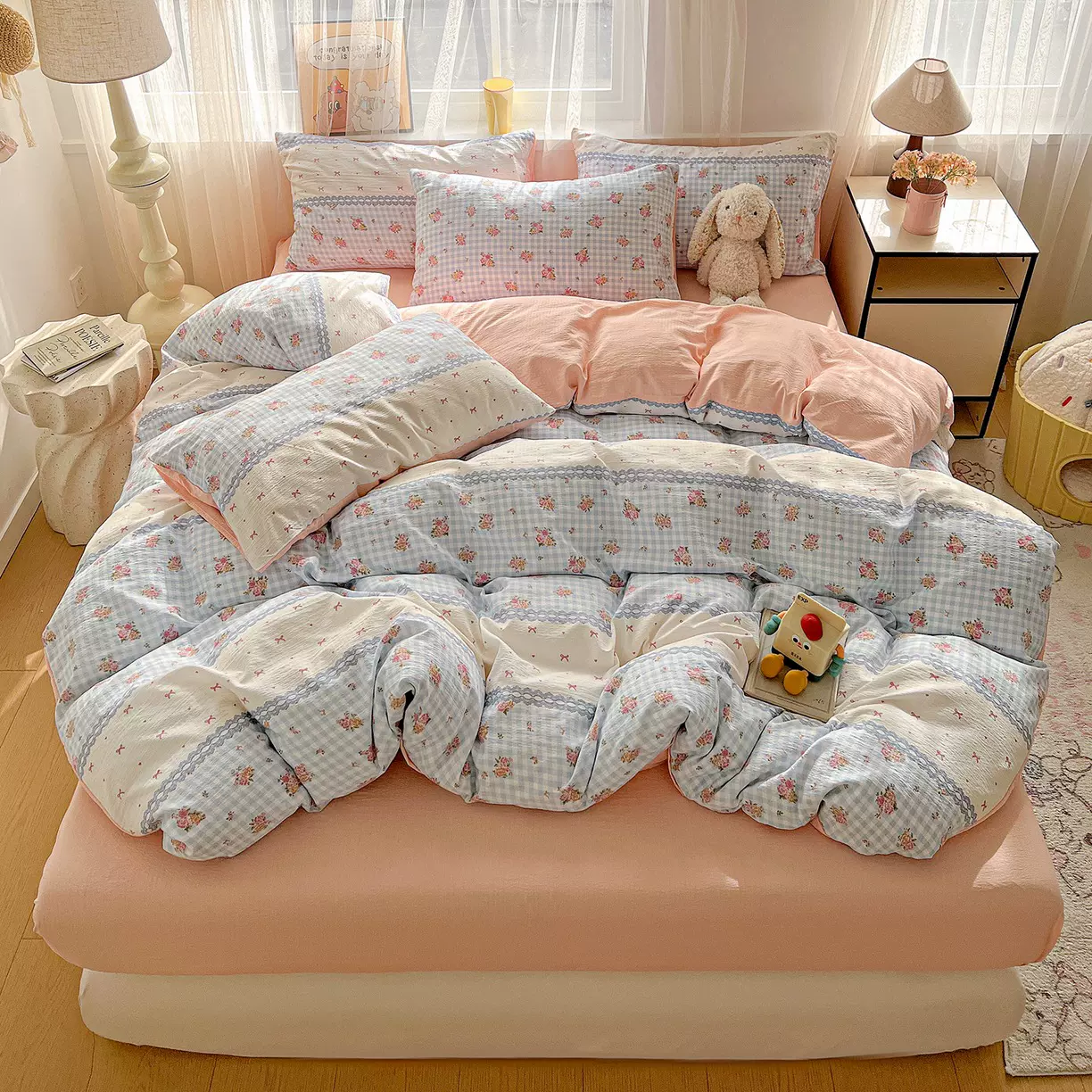 新款双层纱木棉水洗棉四件套单品套件-床品套件