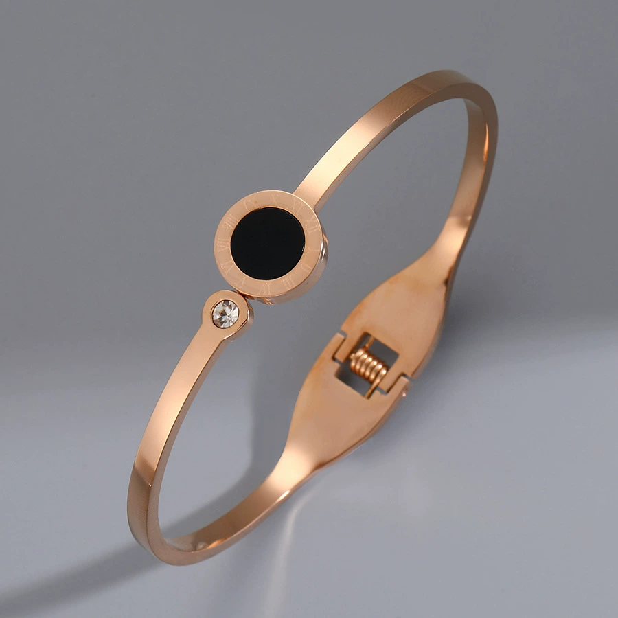 Golden women's bracelet stainless steel, zirconium, jewelry, accessory, pink gold, high-end, light luxury style