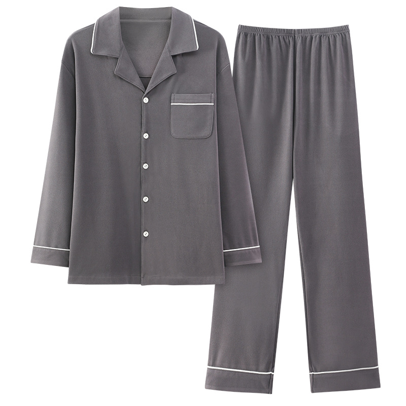 Pijamas de cotton para hombres otoño y invierno de 2025 cálidos catiónicos cardigan de manga larga con un conjunto de ropa de hogar de alta calidad
