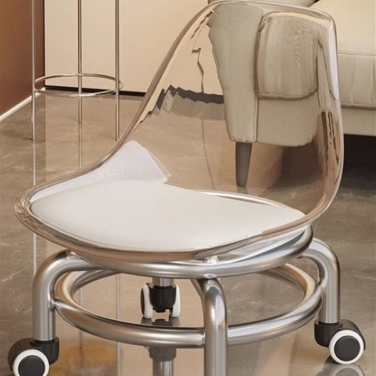 New German Pulley Low Stool Acrylic Universal Wheel Household Silent Small Stool Back Chair Kidsren's Bench Shoe Changing