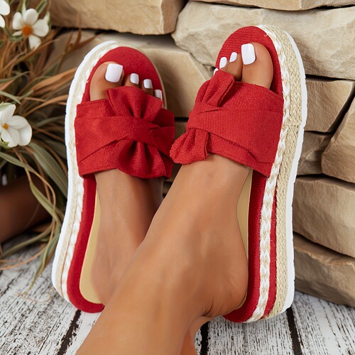 Women's Twist Knot Espadrille Platform Slippers