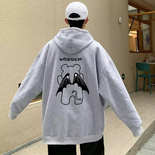 2024 hooded hoodie men's autumn and winter heavy fashion brand handsome young people loose casual velvet hoodie outer