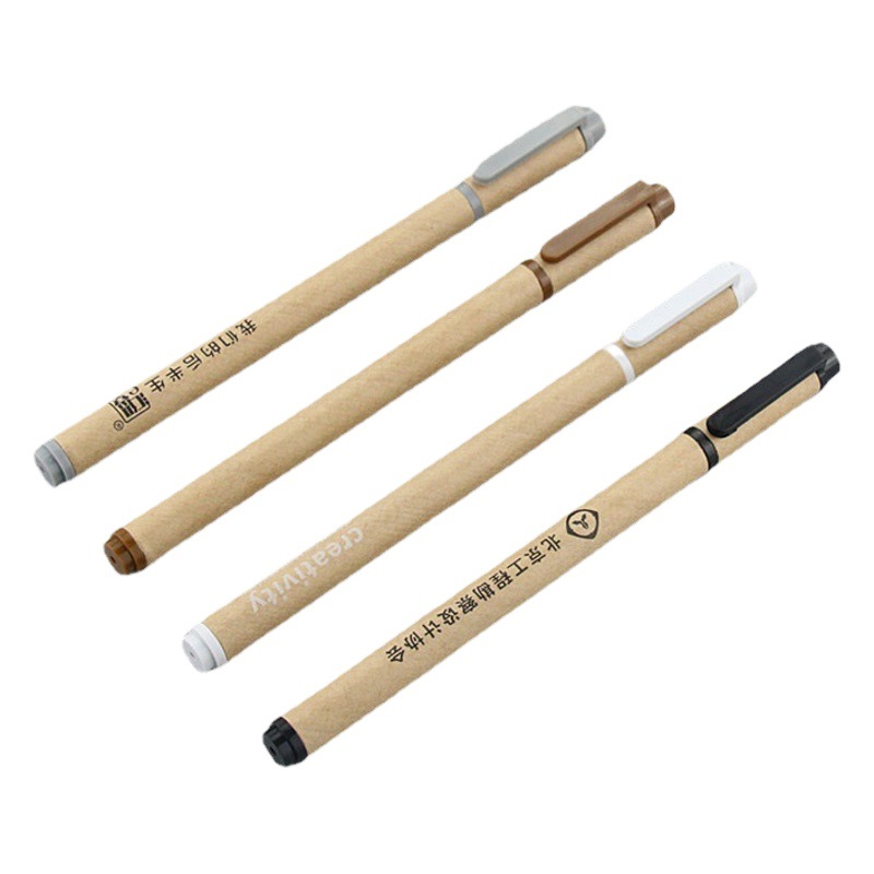 Environmentally Friendly Kraft Paper Gel Pen Custom Logo Advertising Pen Custom Paper Tube Water Pen Ballpoint Pen Wholesale Customization