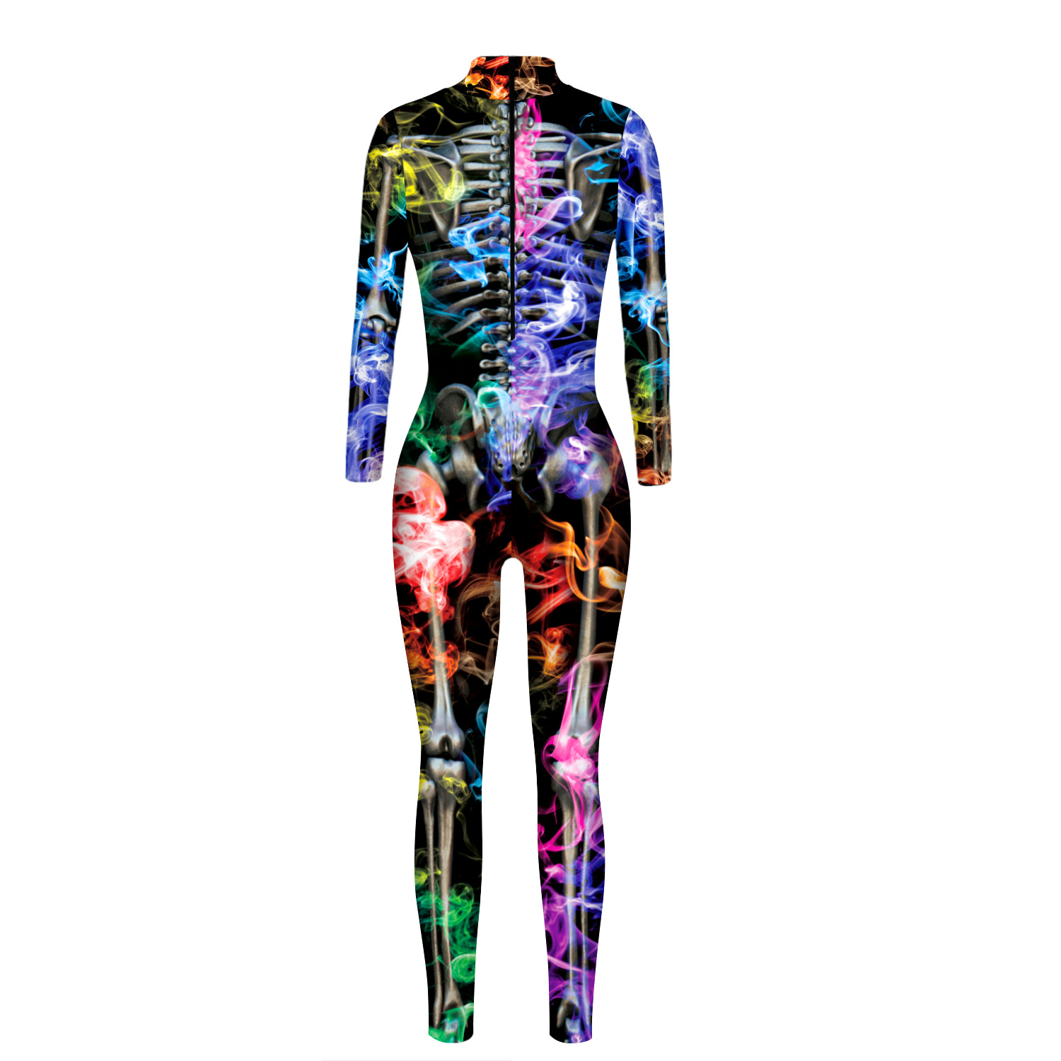 Women s Halloween Skeleton Digital Print Leotard jumpsuit nihaostyles wholesale halloween costumes NSMID78946